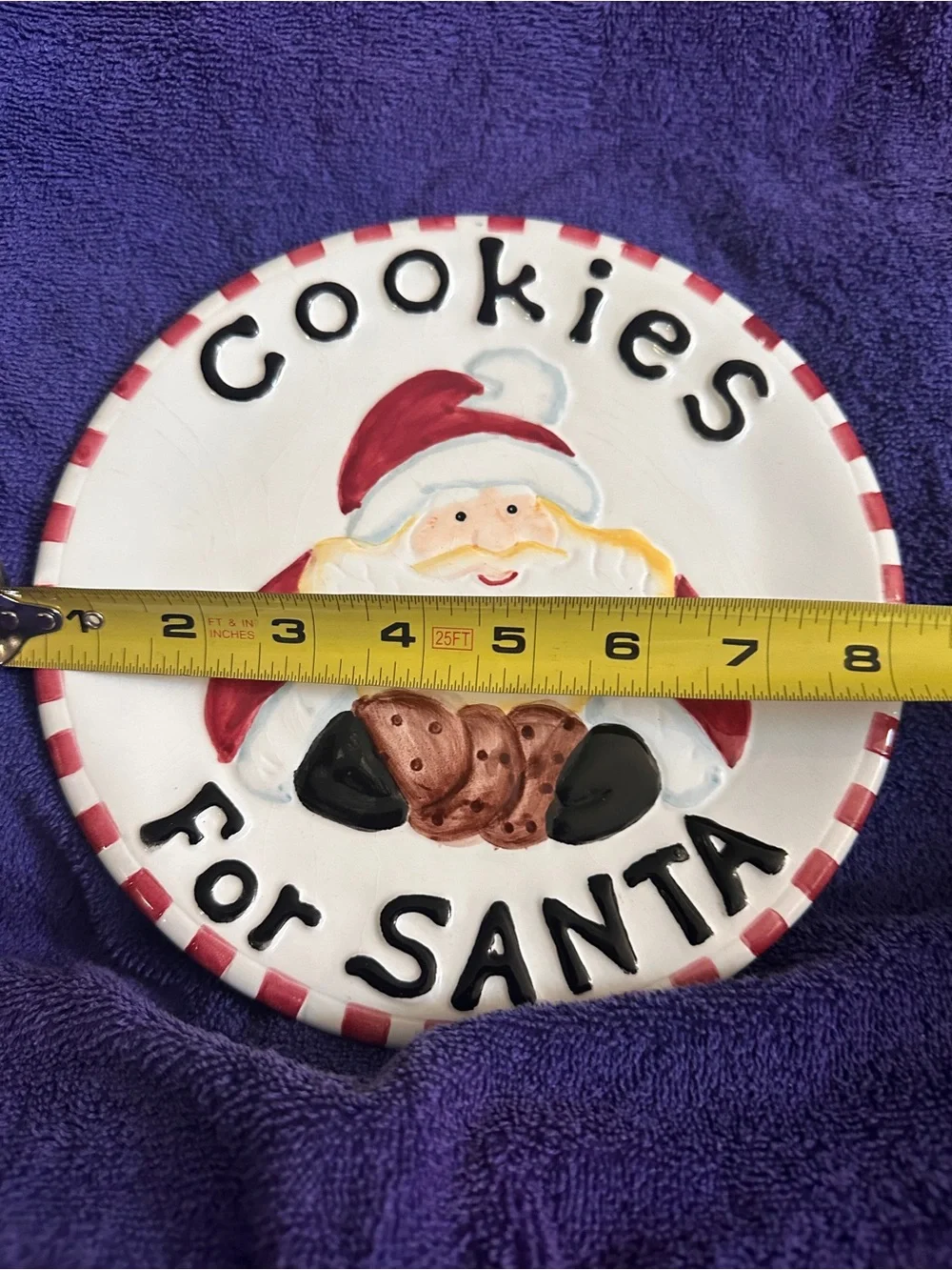 Cookies for Santa Ceramic Plate - Red and White Holiday Dinnerware